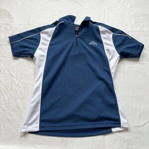 Kappa polo shirt navy blue white short sleeve kids XL quarter zip 1/4